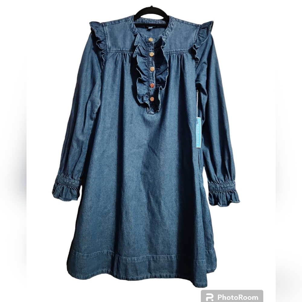 Draper James ruffled prairie long sleeve shift dress small
